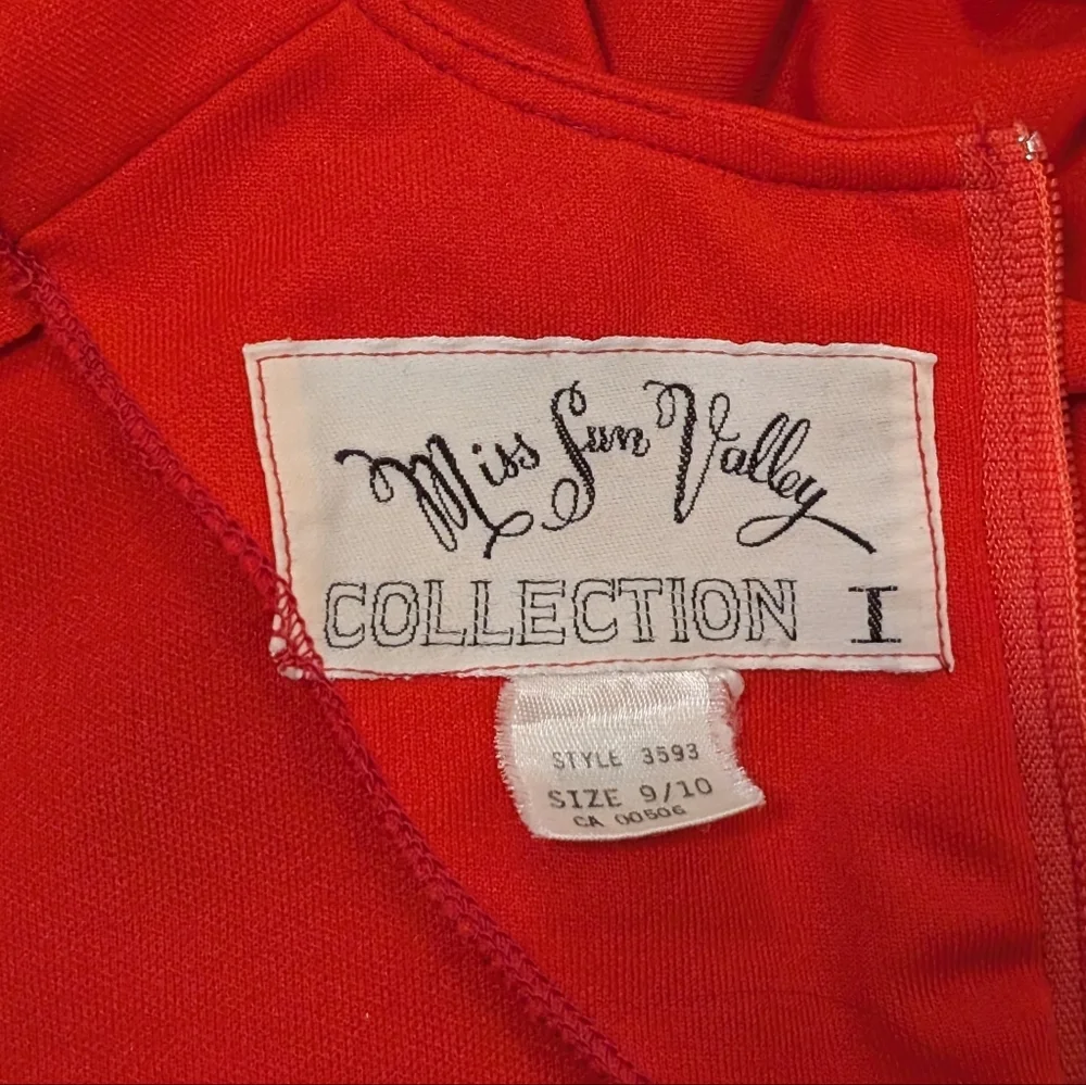 Vintage Miss Sun Valley Red Orange Asymmetrical Panel Dress – 1960s / 1970s - Picture 5 of 10